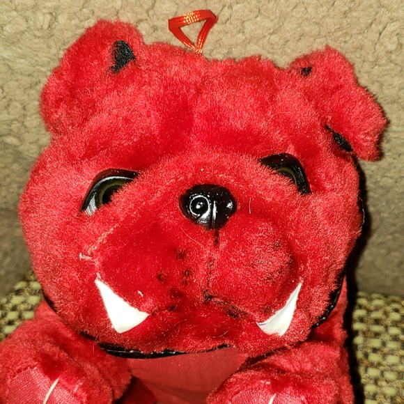 Vintage 1995 Nanco Red Bulldog Stuffed Animal Set - 10" and 6" - Picture 1 of 9